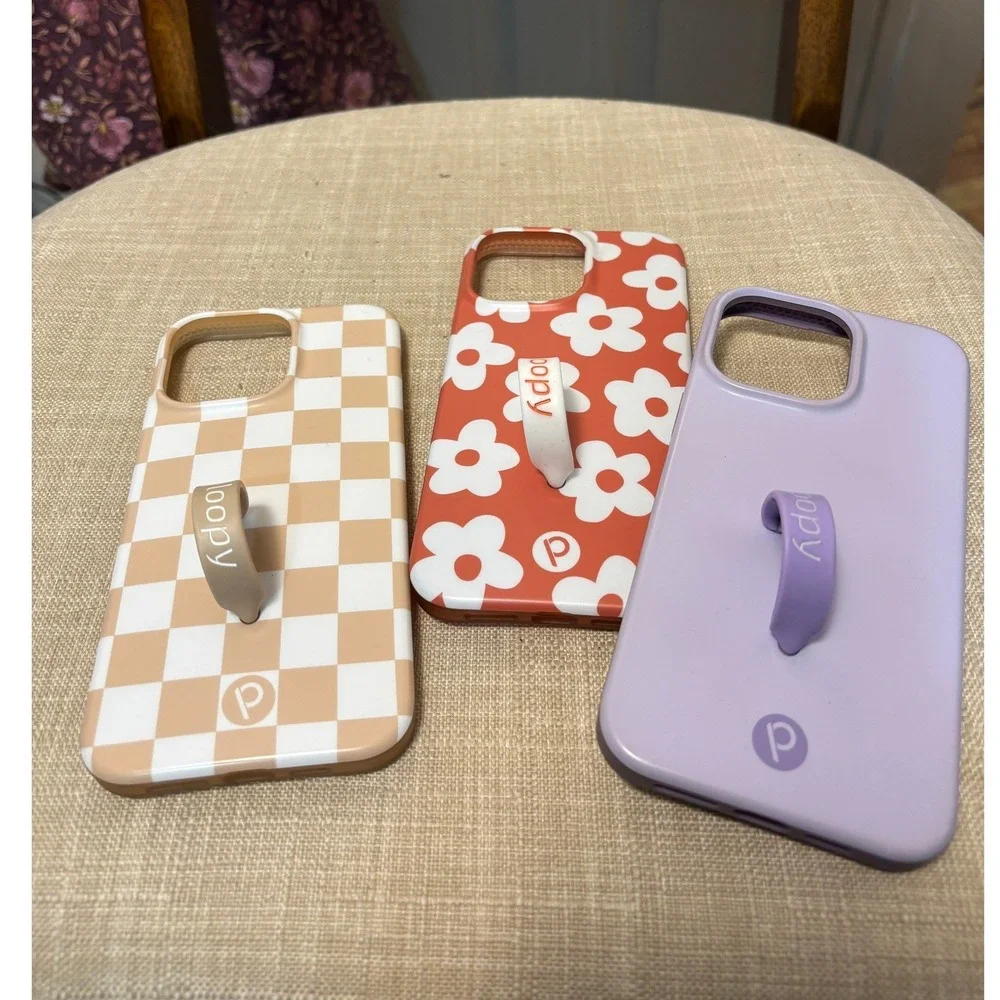 Loopy iPhone 14 Pro Max Phone Case Lot‎ of 3 Floral Checkered Purple Grip Case